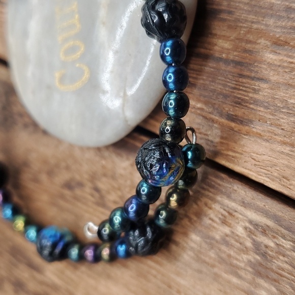 B2626 mermaid rainbow sleek bracelet wire wrap - Picture 2 of 2